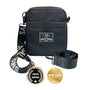 Australia's best dog treat pouch, black, magnetic closure, waterproof, with Salty Paws strap