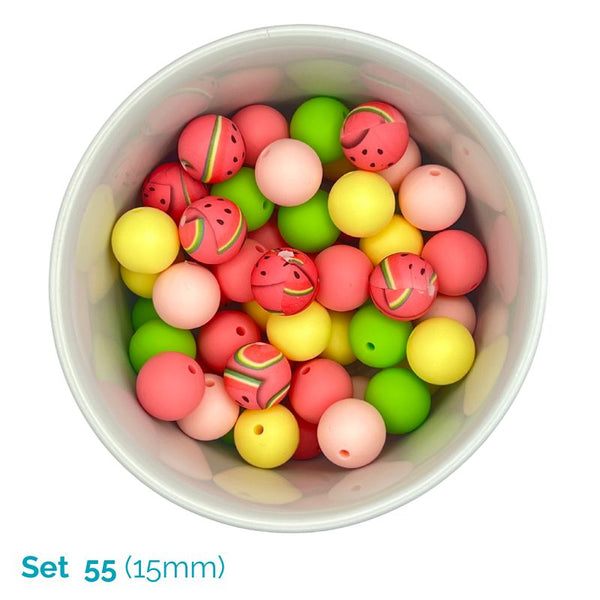 Silicone Beaded Dog Necklace - Set 55