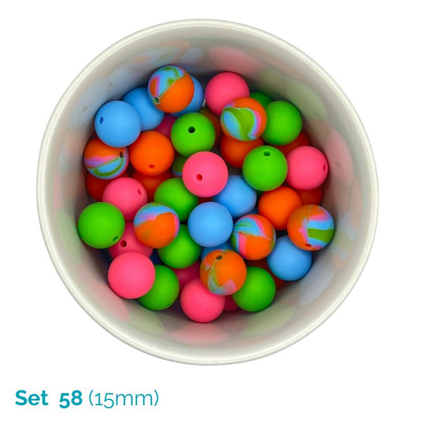 Silicone Beaded Dog Necklace - Set 58
