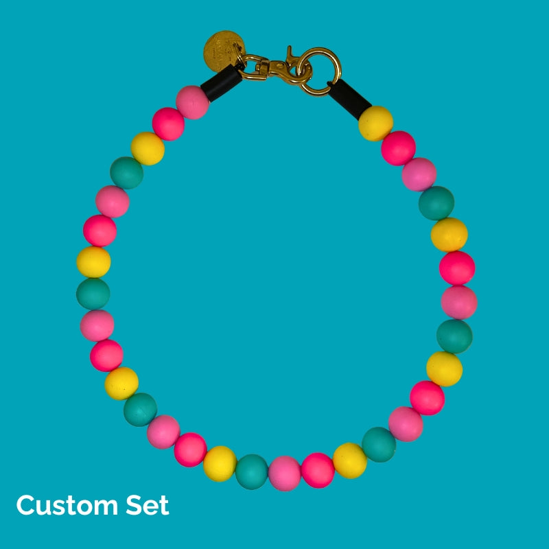 Silicone Beaded Dog Necklace - Custom Set