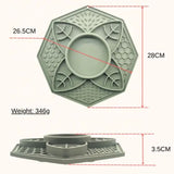 Lotus dog slow feeder dimensions showing 28cm width 26.5cm depth and 3.5cm height weighing 346g