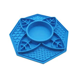 Salty Paws Lotus Slow Feeder in blue showing lick mat sections and centre bowl