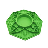 Salty Paws Lotus Slow Feeder in green with textured lick mat sections and raised bowl