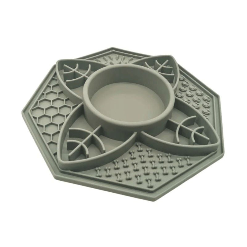 Salty Paws Lotus Slow Feeder for dogs in sage with multi-texture lick mat and slow feeder sections