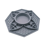 Salty Paws Lotus Slow Feeder in steel grey with lick mat and raised bowl sections
