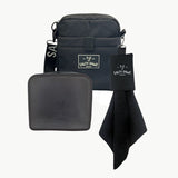 Salty Paws Original Mess-Free Training Setup with dog training pouch, black silicone treat pouch and slobber towel