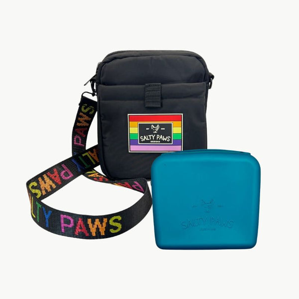Salty Paws Pride Perfect Pair with dog training pouch and teal silicone treat pouch