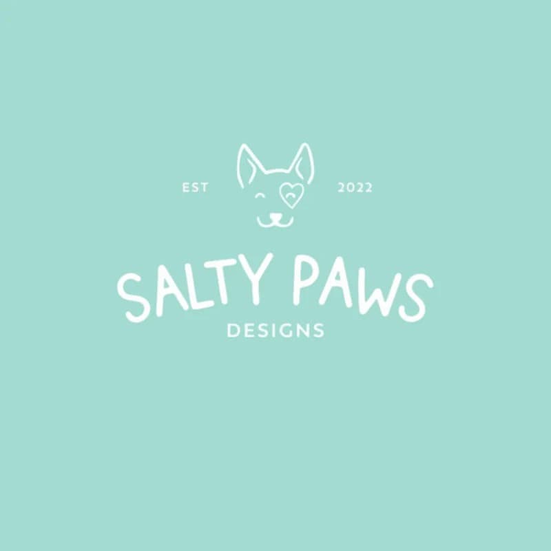 Salty Paws Gift Card $10 Denominations in mint background.