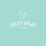 Salty Paws Gift Card $10 Denominations in mint background.