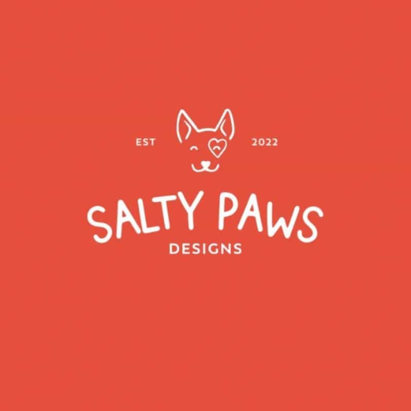Salty Paws Gift Card $50 Denominations in orange background.