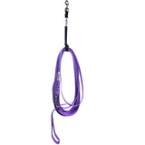 Salty Paws long line lead storage strap holding coiled purple long line, hanging display