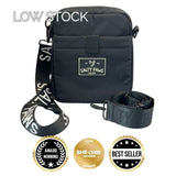 Australia's best dog treat pouch, black, magnetic closure, waterproof, with Salty Paws strap