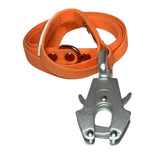 Salty Paws quick release waterproof dog lead in peachy orange, diagonal flat lay showing frog clip snap and D-ring