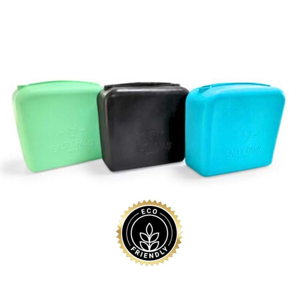 Salty Paws Silicone Treat Pouch in mint, black, and teal, eco-friendly