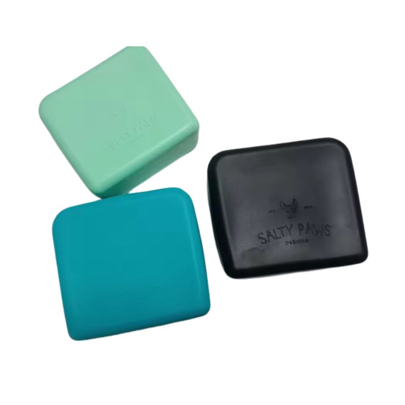Salty Paws Silicone Treat Pouch in mint, teal, and black top view