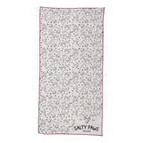 Reverse side of Salty Paws Summer Days Adventure Dog Towel in pink showing white paw print and bone pattern