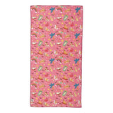 Salty Paws Summer Days Adventure Dog Towel in pink laid flat showing full colourful summer print
