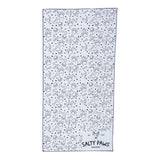 Reverse side of Salty Paws Summer Days Adventure Dog Towel in purple showing white paw print and bone pattern