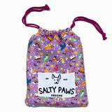 Salty Paws Summer Days Adventure Dog Towel in purple packed in matching purple drawstring carry bag