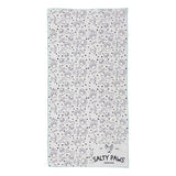 Reverse side of Salty Paws Surf's Up Adventure Dog Towel in mint showing white paw print and bone pattern