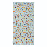 Salty Paws Surf's Up Adventure Dog Towel in mint laid flat showing full surf and beach print