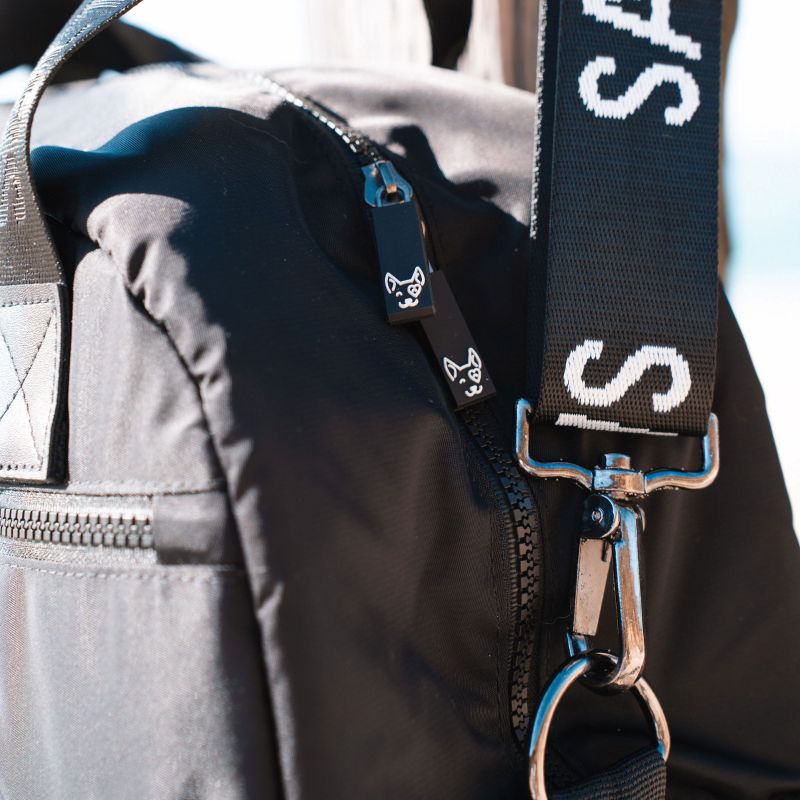 Salty Paws Ultimate Adventure Grab Bag back view showing branded shoulder straps close up