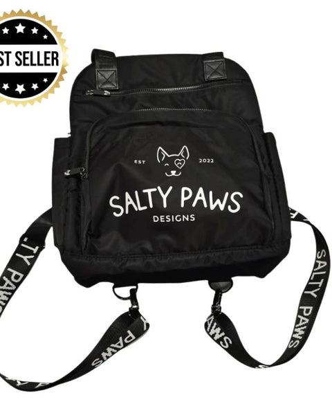 Salty Paws Ultimate Adventure Grab Bag in black with branded straps, best seller