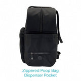 Salty Paws Ultimate Adventure Grab Bag side view showing zippered poop bag dispenser pocket