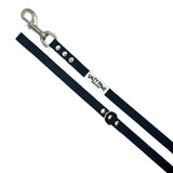 Salty Paws waterproof dog lead in black with silver snap hook, diagonal flat lay