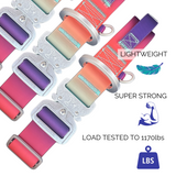Salty Paws waterproof tactical dog collar in orange purple green gradient, lightweight and super strong, load tested to 1170lbs