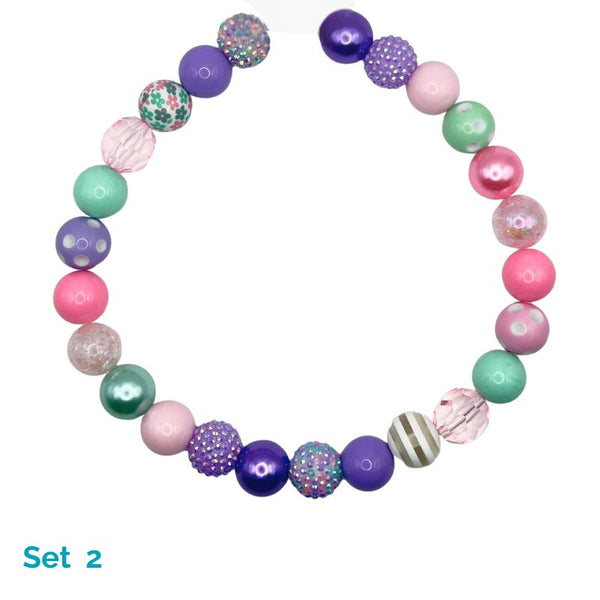 Colorful bubblegum bead set on a white background with 'Set 2' label.
