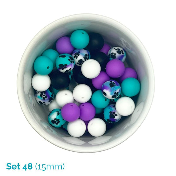 Silicone Beaded Dog Necklace - Set 48