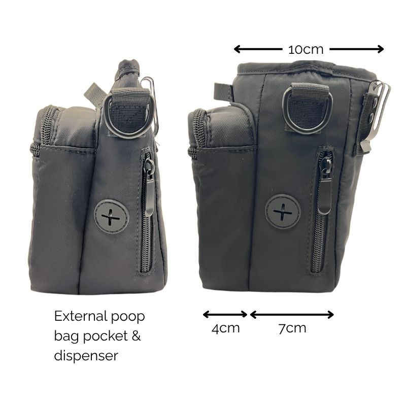 SnapLock Pro Training Pouch poop bag pocket dimensions 10cm width 4cm and 7cm compartments